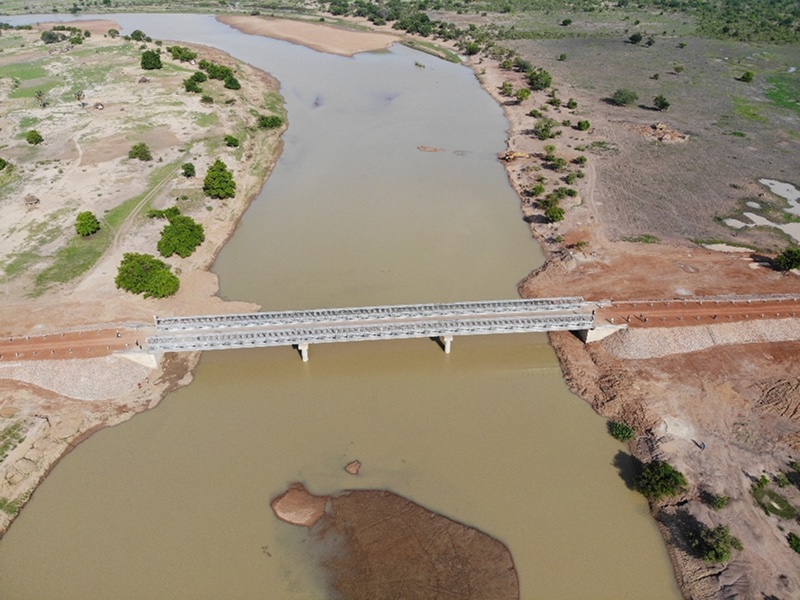 Completed Kuajok Bridge, South Sudan — UNWFP programme aerial view