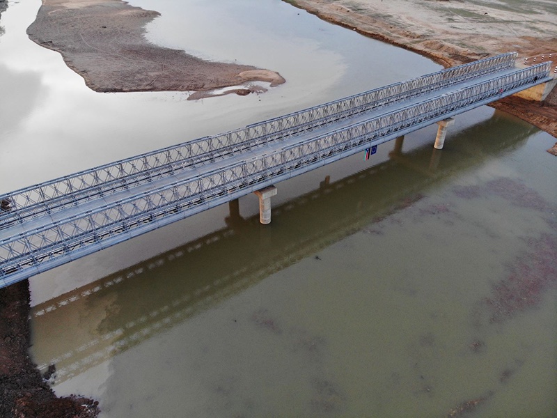Completed Kuajok Bridge, Bor, South Sudan Republic — truss bridge over the river
